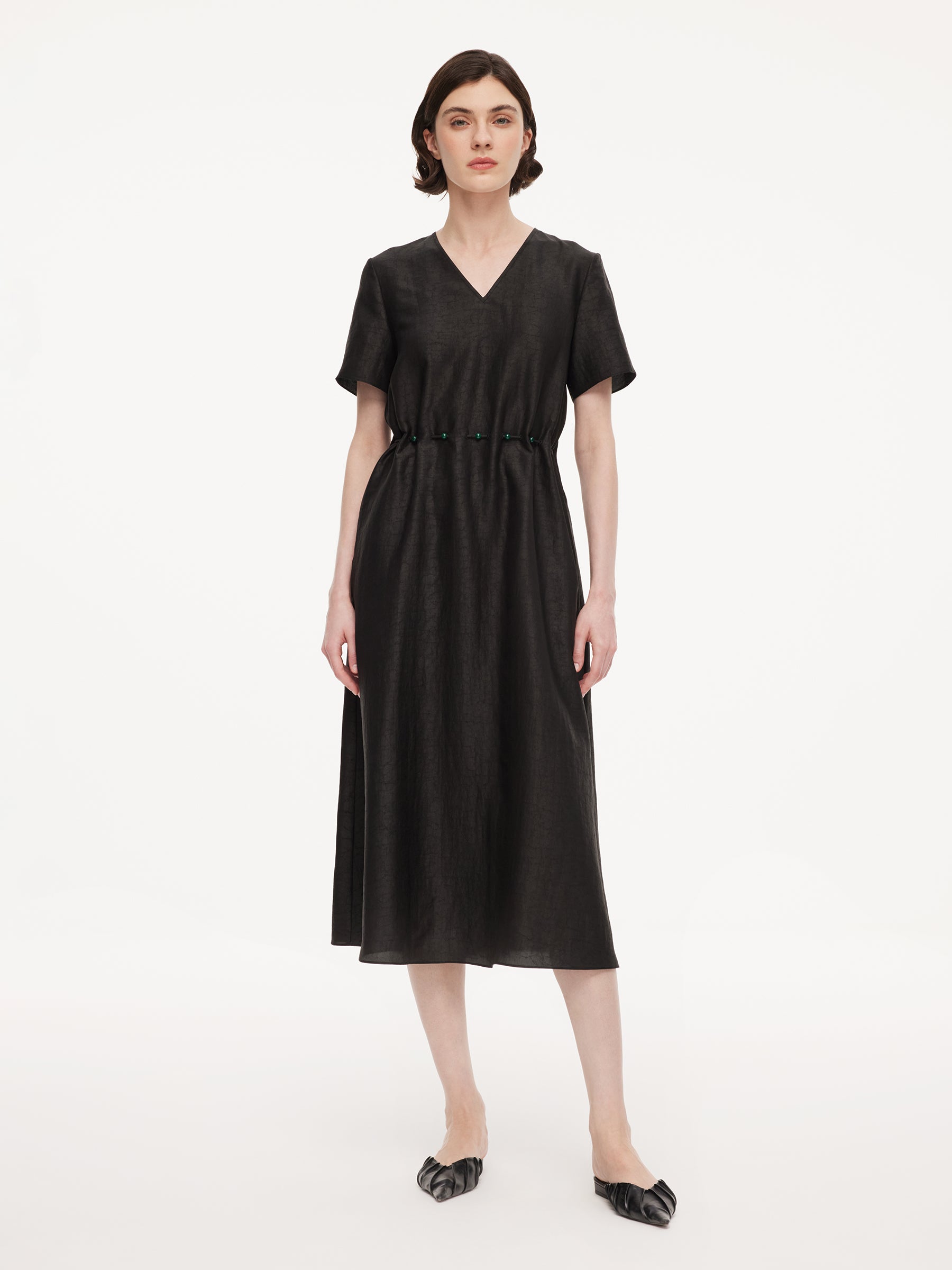 18MM Gambiered Canton Gauze Women Agate-Inspired Belted Maxi Dress GOELIA