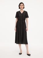 18MM Gambiered Canton Gauze Women Agate-Inspired Belted Maxi Dress GOELIA