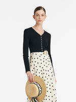 Pure Washable Wool V-Neck Women Knit Top GOELIA