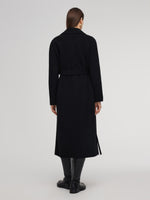 Cashmere Wool Blend Fringe Hem Women Wrap Overcoat GOELIA