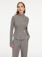 [Preview] Double-Brushed Stretch Zip Jacket And Pants Two-Piece Set GOELIA