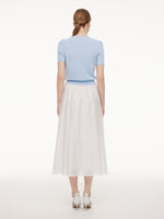 Tencel Blend Knit Top And A-Line Skirt Two-Piece Set With Detachable 3D Crochet Flowers GOELIA