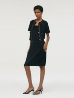 Chain Trim Knitted Jacket And Vest Dress Two-Piece Set GOELIA