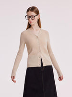 Beige Seamless Cashmere Lady Cardigan GOELIA