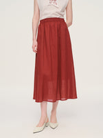 Cap Sleeve Knit Tank Top And 100% Ramie Skirt Two-Piece Set With Silk Scarf GOELIA