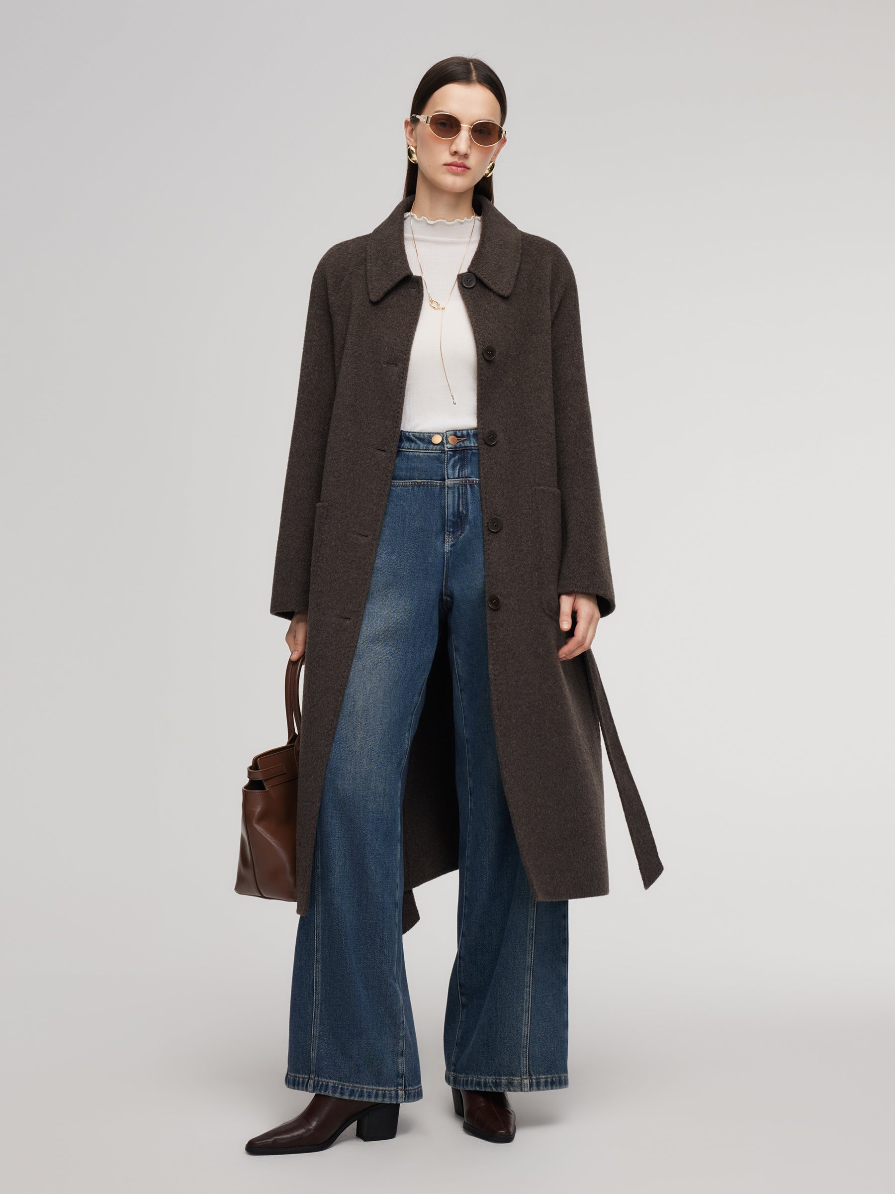 [Preview] Wool Camel Hair Blend Double-Faced Women Wrap Overcoat GOELIA