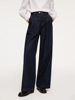Denim Adjustable Waist Women Wide Leg Jeans GOELIA