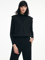 Ribbed Mock Neck Knit Top & Tank & Pants Three-Piece Set GOELIA