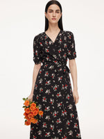 [Preview] 16MM Mulberry Silk Floral Print Women Maxi Wrap Dress GOELIA