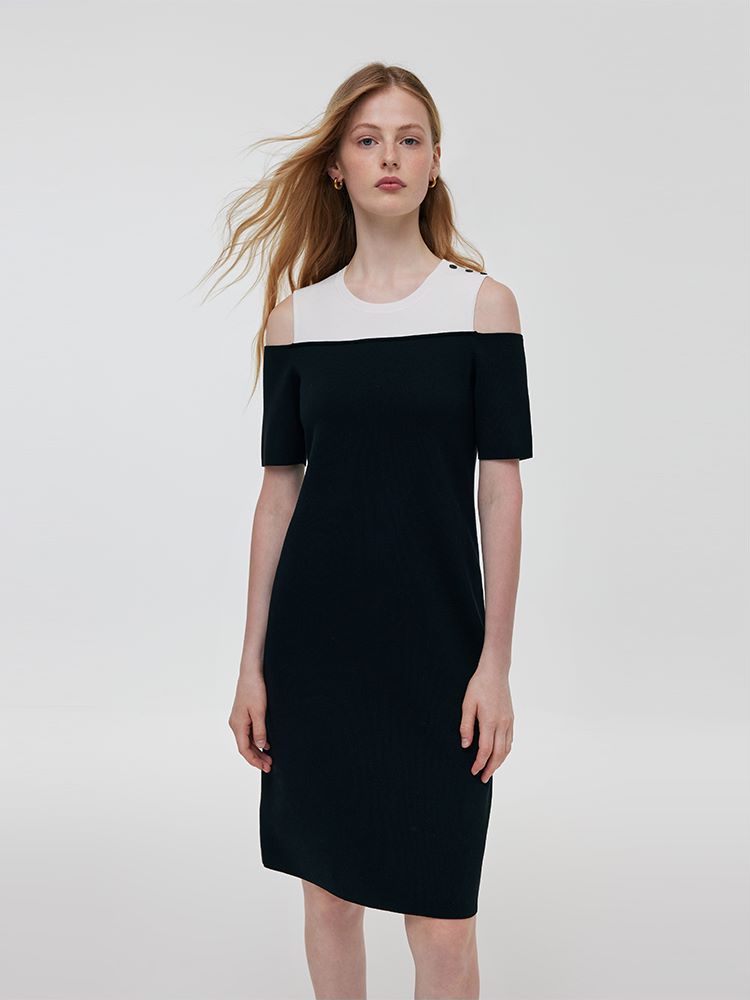 Knitted Cold Shoulder Women Mini Dress GOELIA