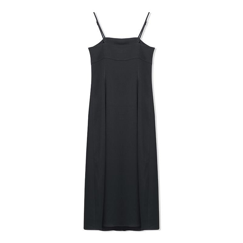 Black Triacetate Spaghetti Strap Dress GOELIA