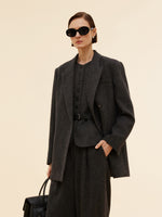 100% Washable Wool Notched Collar Women Blazer GOELIA