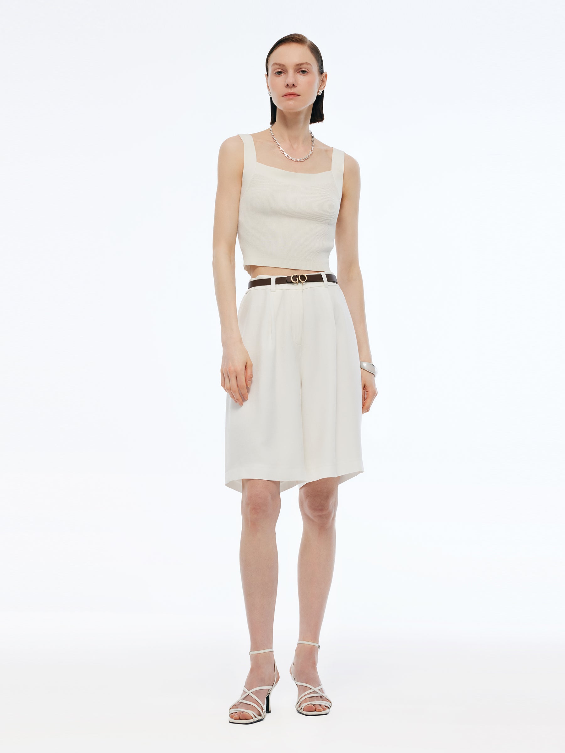 100% Acetate Women Knee Length Shorts GOELIA