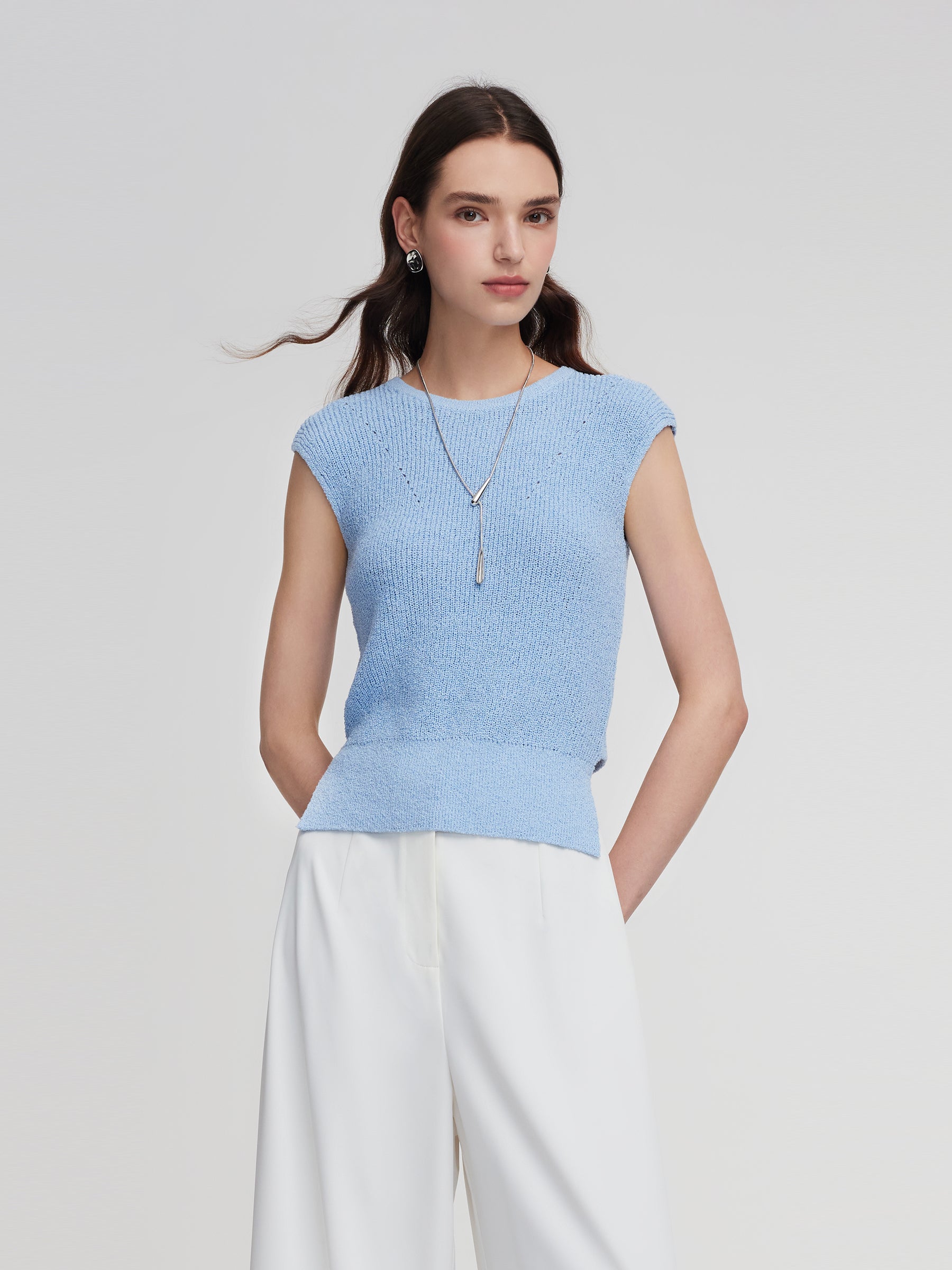 Tie Back Cap Sleeve Women Knit Top GOELIA