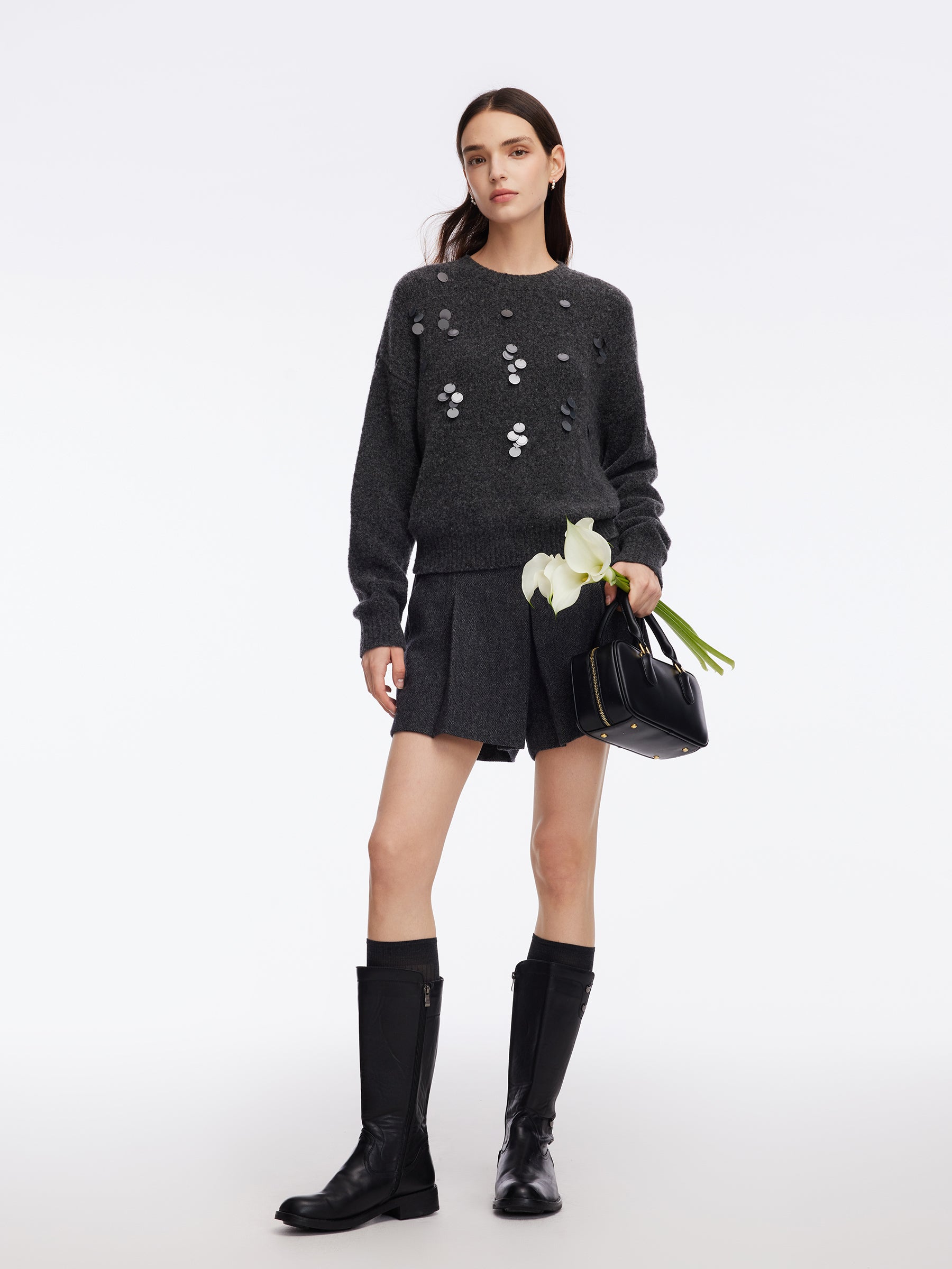 Wool Blend Sequins Women Sweater GOELIA