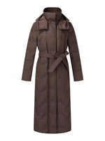 Diamond Quilted Hooded Long Goose Down Wrap Coat GOELIA