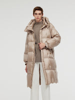 Rose Gold Unisex Hooded Long Goose Down Coat GOELIA