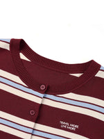 Tencel Blend Multicolored Stripe Letter Embroidered Women Cardigan GOELIA