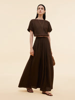 100% Linen Women Bud Sleeve Top GOELIA