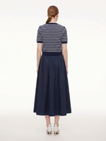Tencel Blend Stripe Cardigan And Patchwork Strap Dress Two-Piece Set GOELIA