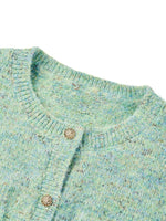 Melange Green Single Breasted Women Cardigan GOELIA