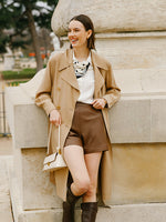 22 Momme Mulberry Silk Women Trench Coat With Belt GOELIA