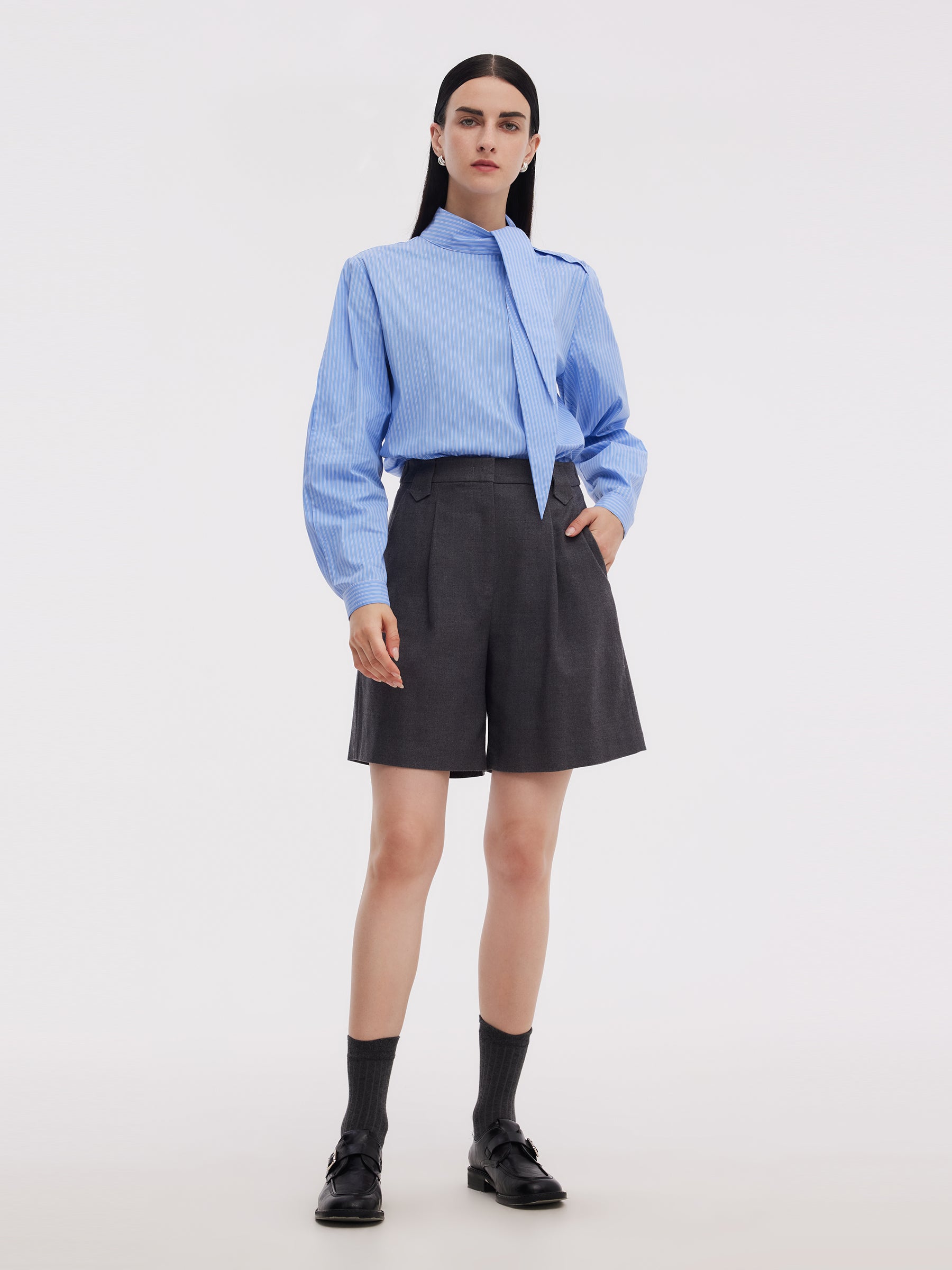 Wool Blend Women A-Line Shorts GOELIA