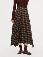 A-Line Plaid Women Skirt With Belt GOELIA