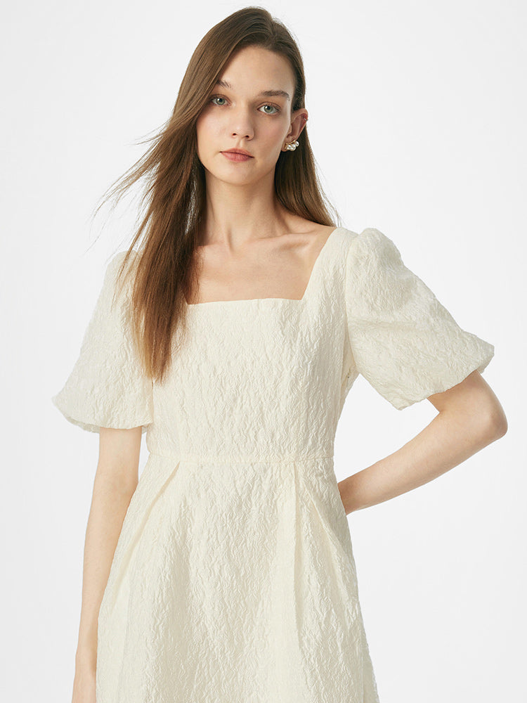 Detachable Bowknot Jacquard Mini Dress GOELIA