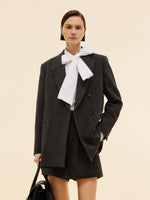 100% Washable Wool Notched Collar Women Blazer GOELIA