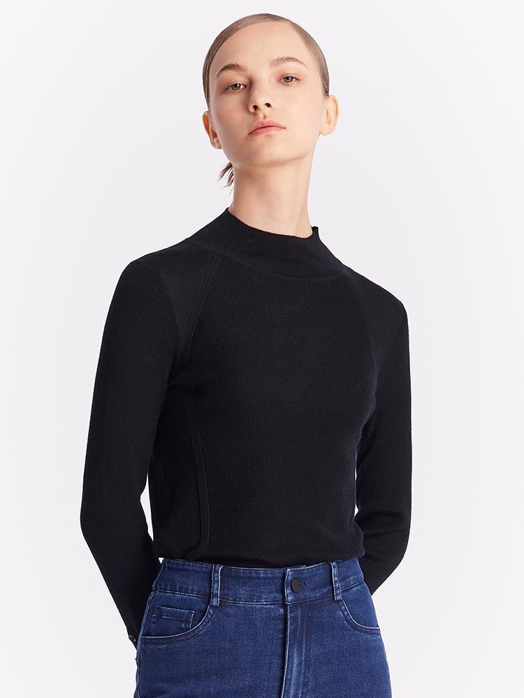 Pure Wool Mock Neck Sheath Sweater GOELIA