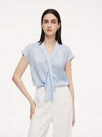 22MM Mulberry Silk Tie Neck Women Blouse GOELIA