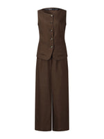 100% Linen Vest And Pants Two-Piece Set GOELIA