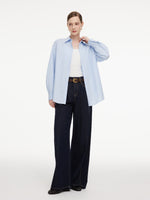 100% Cotton Letter Embroidered Women Oversized Shirt GOELIA