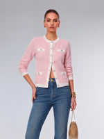 Cotton Contrast Trim Women Cardigan GOELIA