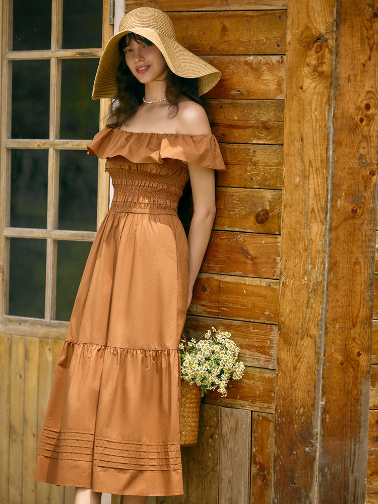 Ruffle Off Shoulder Women Maxi Dress GOELIA