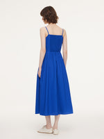 100% Cotton Gathered Waist Women Strap Maxi Dress GOELIA