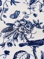 14MM Mulberry Silk Blue Combo Print Women Scarf GOELIA