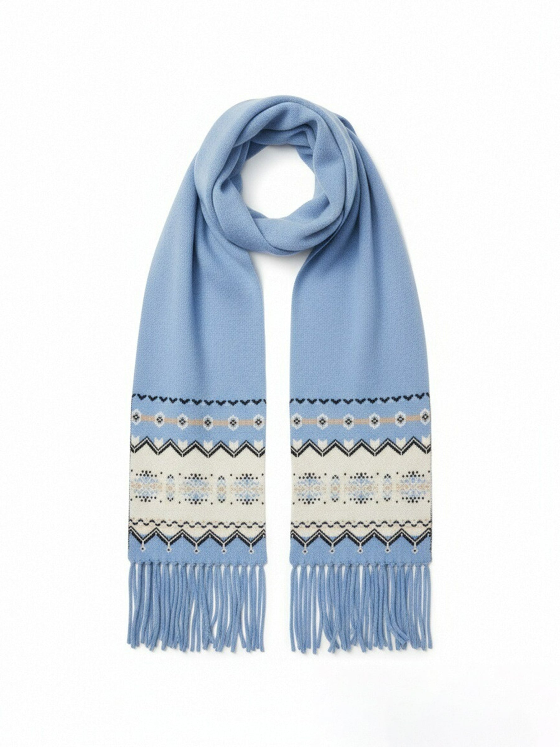 Wool Blend Fair Isle Fringe Scarf GOELIA