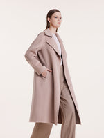 Pink Pure Cashmere Straight Lapel Women Coat GOELIA