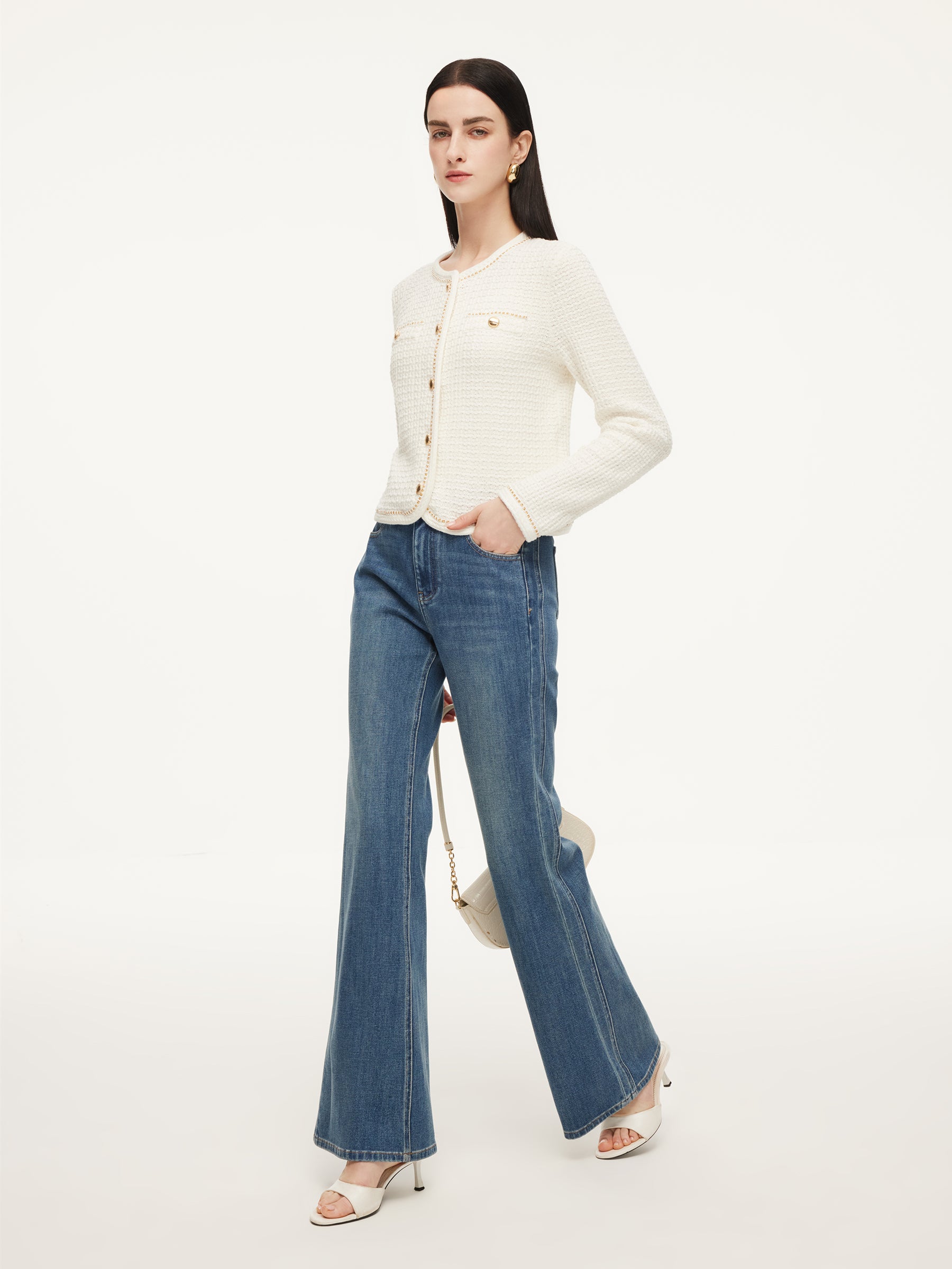 Pre-Order Round Neck Single-Breasted Women Cardigan GOELIA