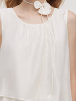 Tencel Blend Ruffle Women Tiered Sleeveless Midi Dress GOELIA