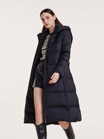 Hooded Long Goose Down Garment With Belt GOELIA