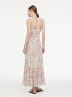 10MM Mulberry Silk Floral Print Women Strap Maxi Dress GOELIA