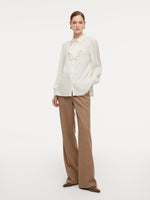 22MM Mulberry Silk Women Shirt With Detachable Ruffle Detail GOELIA