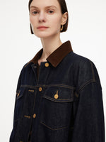[Preview] 100% Cotton Denim Corduroy Collar Women Barn Jacket GOELIA