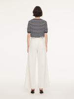 Lyocell Blend Stripe Round Neck Women Knit Top GOELIA