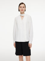 V-Neck Long Sleeve Women Blouse With Ribbon GOELIA