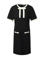 Tencel Blend Contrast Trim Women Knit Mini Dress GOELIA