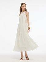 Tencel Blend Halter Maxi Dress With Detachable Flower GOELIA